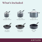 Anolon Advanced Home Hard Anodized Nonstick Cookware/Pots and Pans Set, 9 Piece - Moonstone