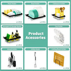 Over The Sink Dish Drying Rack,Expandable Length 3-Tier Large Stainless Steel Over The Sink Dish Rack with 6 Baskets, Utensil Holder Dish Drainers for Kitchen Counter