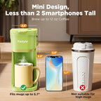 Single Serve One Cup Coffee Maker, for K Cups and Grounds, Mini Coffee Maker with Portable Handle, 6 to 12 Oz Brew Size, for Travel, Camping, Office, RV and Dorm, 120V, Lime Green