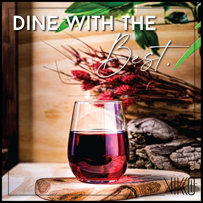 Vikko 12.25 Ounce Stemless Wine Glasses | – Dishwasher Safe – For Parties, Weddings, and Everyday – Great Gift Idea – Set of Six Stemless Wine Glass Tumblers