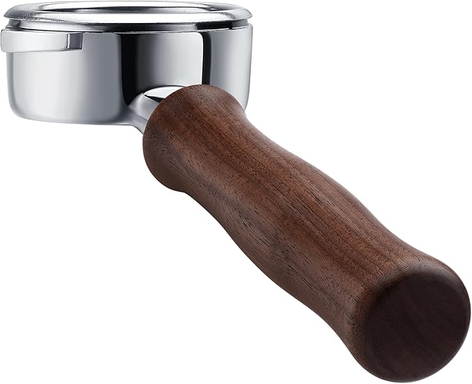 Normcore 58mm Bottomless Portafilter Fits Nuova Simonelli, Espresso Naked Portafilter with 18g Basket, Genuine American Walnut Handle