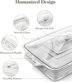MALACASA Large Casserole Dish with Lid, 4.4 Quart Ceramic Baking Dish for Oven, 13 x 9 Lasagna Pan Deep with Lid, Microwave, Dishwasher Safe, Series BAKE-GREY