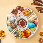 12.8" Serving Tray and Platters, Divided Serving Dishes, Serving Trays for Entertaining, Appetizer Serving Tray, 6 Removable Serving Dishes Set for Chips and Dip, Veggies, Candy and Snacks, White