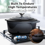 Zulay Kitchen 6 Quart Enameled Cast Iron Dutch Oven with Lid, Silicone Trivet & Heat Pad – Premium Durability & Oven Safe up to 500°F – Heavy Duty Cookware Perfect for Bread Baking, Stews, Braising & Roasting – Gray
