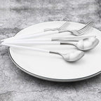 Gugrida 5-Piece Matte Silver Stainless Steel Satin Finish Flatware Set - Dishwasher Safe, Perfect for Camping, Office Lunch or Home Use