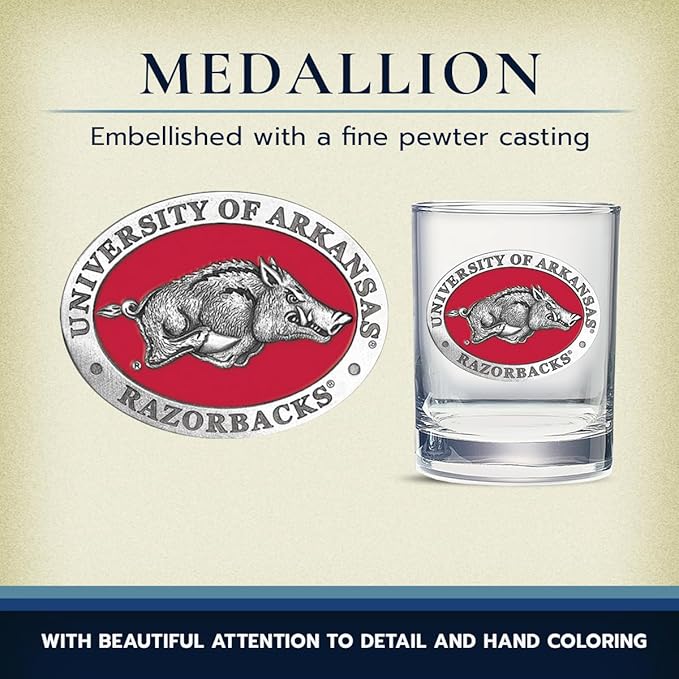 Heritage Pewter Arkansas Double Old Fashion | Double Rocks Glass 14 OZ for Liquor | Expertly Crafted Pewter Glass