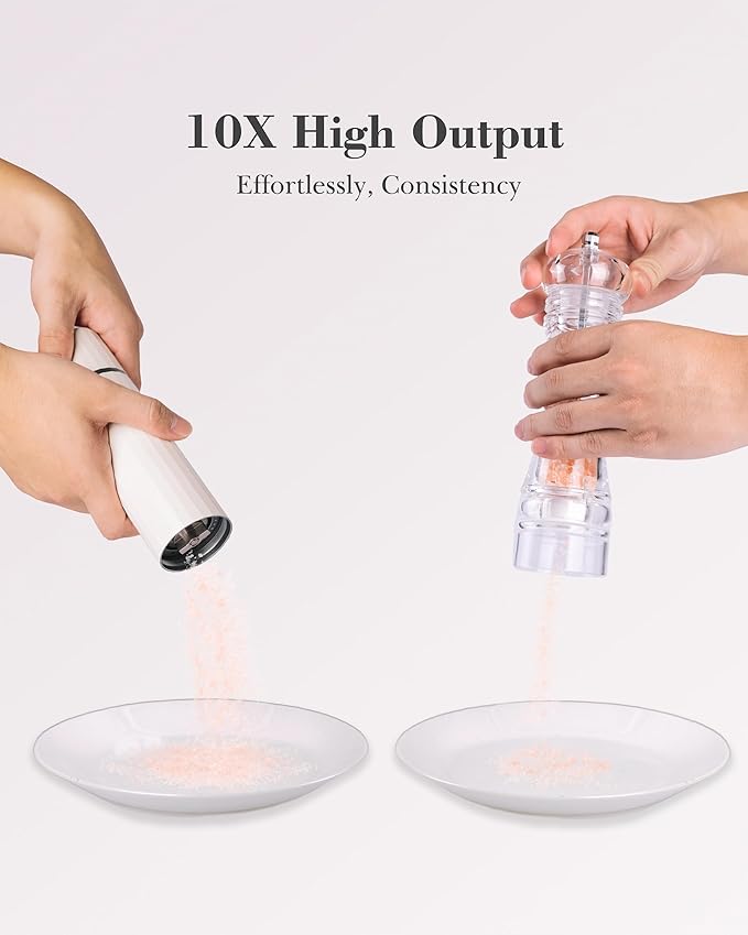 Salt Grinder Refillable Hotqilin – Manual Salt and Pepper Grinder with Titanium Alloy Core, 60+ Adjustable Settings | High Output, Easy to Clean, Durable Aluminum Body