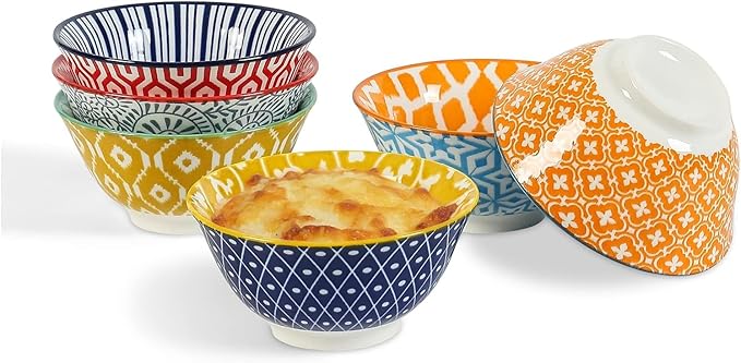 Selamica Ceramic Mini Bowl Set, 4 oz Dipping Bowls for Snack Side Dishes Condiment, Set of 6, Assorted Colors