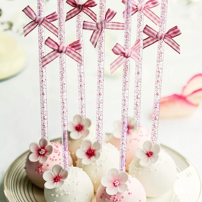 100 Pieces Disposible Plastic Round Top Crystal Swizzle Sticks (Red)