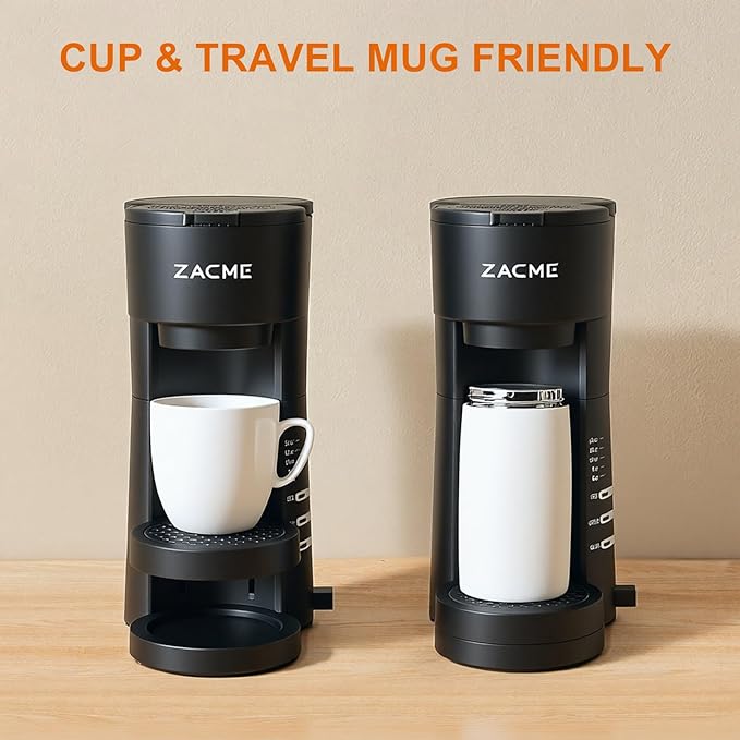ZACME Single Serve Coffee Maker with Milk Frother, Coffee Machine with Brewing & Frothing System, 28oz Water Tank, Adjustable Brew Strength, Quick Brew, Self-Cleaning