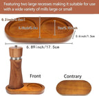 Hion Salt and Pepper Mill Tray, Rubberwood, Salt & Pepper Grinder Accessories（Inner Dia 2.76 inch / 7cm）fit many Mills & Shakers
