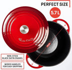 Uno Casa Enameled Cast Iron Dutch Oven - Red - 6Qt Dutch Oven Pot with Lid, Long-Lasting Enamel Casserole Dish for Bread Baking, Stews, and Roasting - Durable Non-Stick Iron Cookware for Versatile Cooking