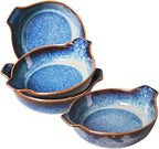 Ceramics Au Gratin baking Dishes Set of 4, Baking Tray Bake ware, 8.6 oz Ramekins, for Pie Pan, Appetizer, Tart, Dessert, Quiche, Oven Small dish, individual dishes, Round 7.5 Inch