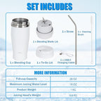 Ice Shave 2-in-1 Stainless Steel Vacuum Tumbler & Cordless Blender - 28oz, Leak Resistant, Cold 24Hrs/Ice 2 Days, 120 Watts with Waterproof Charging - For Smoothies, Home/Office/Car, White