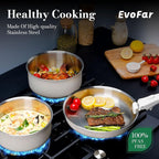 14 pcs Stainless Steel Cookware Set, Detachable Pots and Pans Set with Removable Handle, Non Toxic Space Saving RV Camping Cookware Set, Induction Cookware, Dishwasher & Oven Safe