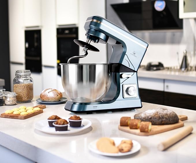 Stand Mixer,5.3-Qt & 500W & 6+P Speed MK36 Tilt-Head Kitchen Electric Food Mixers Home Baking Dough Machine with Accessories (Gray Blue)