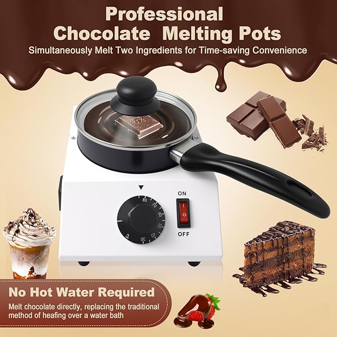 2026 Upgrade Chocolate Melting Machine, 1L Chocolate Melting Pot with Candy Dipping Tools,Electric Chocolate Tempering Machine for Chocolate,Candy,Butter Making Warming Coffee Milk Wine (40W, 110V)