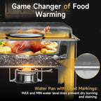 Chafing Dishes for Buffet, 6QT Square Stainless Steel Chafing Dish with Transparent Hydraulic Lid, 304 Food Pan, Buffet Warmer for Parties and Events (Golden)