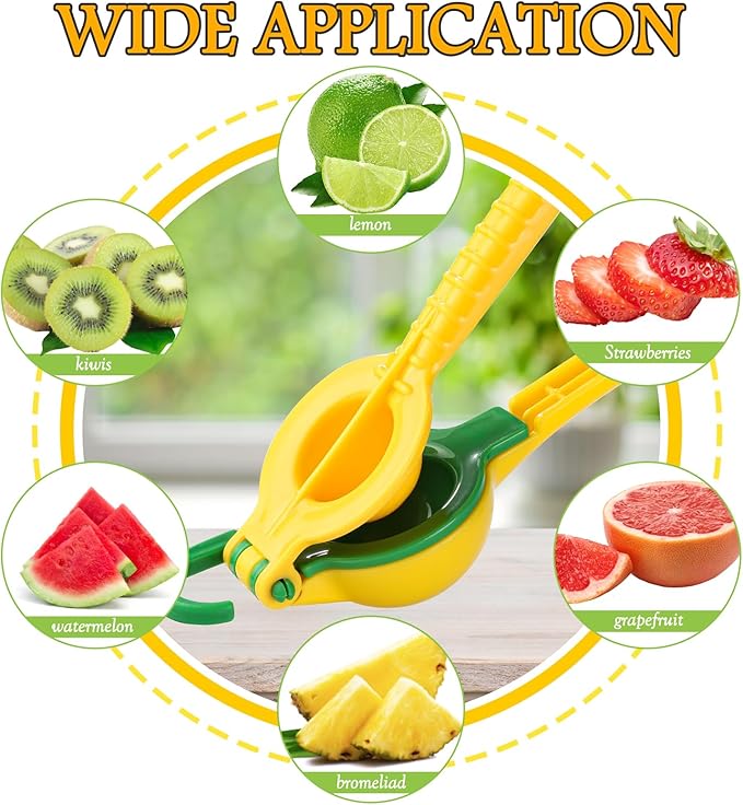 Yellow/Green Lemon Squeezer, Premium Hard Plastic Material Hand Juicer Lemon Squeezer, Kitchen 2-in-1 Lemon Squeezer - Durable and Easy to Clean - Kitchen Essentials, Citrus Juicer (1, Yellow, Large)