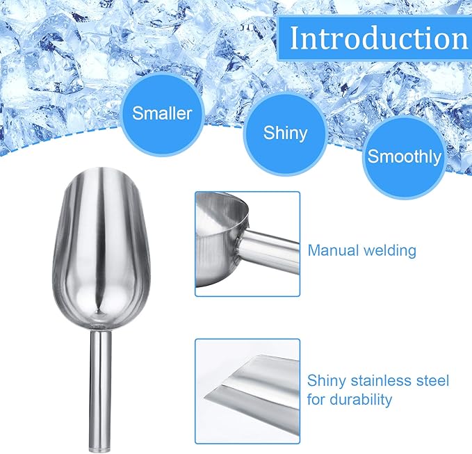 Mudder 6 Pack 6 Ounce Small Stainless Steel Ice Scoop Metal Mini Candy Little Sugar Cream Scoop for Home Kitchen Food Jars Coffee Beans Bar Buffet