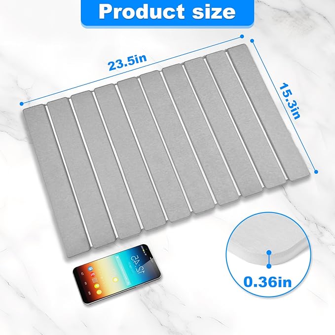 Large Stone Dish Drying Mat for Kitchen Counter,24"(L)×16"(W),Collapsible Quick Dry Dish Drying Mat,Diatomaceous Earth Mats for Cutlery, Pots and Bottles,Match Any Countertop