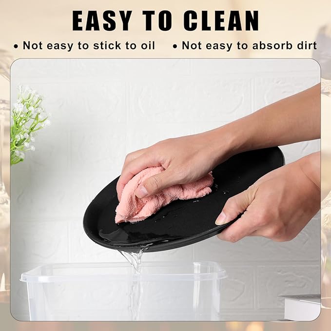 Zopeal 8 Pieces Black Round Restaurant Serving Tray, Plastic Non Slip Surface Food Meals Server Tray with Raised Edges for Home, Kitchen, Restaurant, Cafeteria, Bar (11")