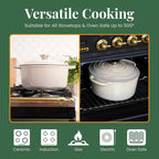Larder & Vine Enameled Cast Iron 5.7 qt Dutch Oven Pot with Lid | Dutch Oven | Compatible on All Cooktops & Oven Safe to 500° F | Great for Sourdough Bread | Stone