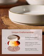 famiware Star 7.5" Pasta Bowls Set, Salad Bowl Set of 6, Double Reactive Glaze, Stackable, Perfect for Your Friend for Housewarming, Thanksgiving, Christmas, White