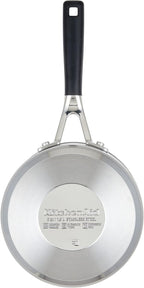 KitchenAid Stainless Steel Saucepan with Measuring Marks and Lid, 2 Quart, Brushed Stainless Steel