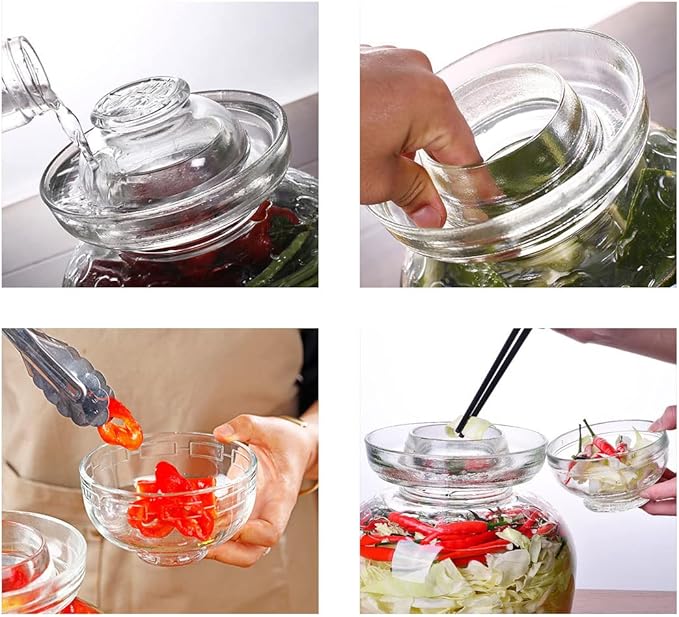 1.5L Glass Jar with Lid Fermentation Jar, Traditional Fermenting Kit Crock with Water Seal Airlock Lid, Pickle Jar for Pickles Kimchi, Sauerkraut, Wine Brewing Kombucha