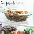 Simax Clear Oval Shaped Glass Casserole with Tight Fitting Lid – Heat, Cold and Shock Proof – Made in Europe – Oven, Freezer and Dishwasher Safe – 3 Quart (Plus 1.4 Quart Lid) Glass Baking Dish