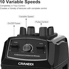 CRANDDI Professional Blender,1500 Watt Commercial Blenders for Kitchen with 70oz Capacity and Self-Cleaning, Classic Blenders for Shakes and Smoothies, Build-in Pulse, YL-010-B