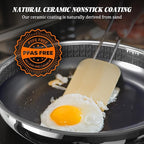 10“ Hybrid Ceramic Nonstick Frying Pan, 3-Ply Stainless Steel Skillet, 2-Layer Nonstick Coating, PFAS & PTFE Free, 9H Hardness & Corrosion Resistance, Dishwasher Safe, Induction Compatible