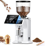Huanyu Commercial Coffee Grinder with 74mm Flat Burr Reinforced 53oz Bean Hopper (40% Thicker), 15 Stepless Grinds, Touch Screen White