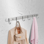 Coat Hook Rack Wall Mounted - Sagmoc Towel Hook Rail with 6 Round Hooks/16-inch/304Stainless Steel Brushed Nickel/Super Easy Installation/Rust and Water Proof/Perfect Home Storage & Organization
