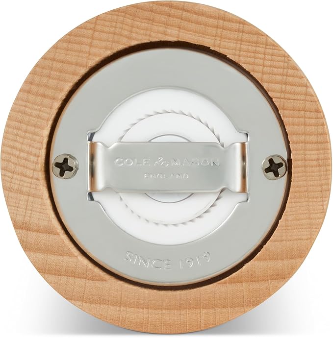 Cole & Mason London Refillable Spice Mill - Kitchen & Home Accessory - Table Salt Grinder - Salt Mill with Ceramic Mechanism - 8", Natural Beech