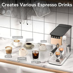 Kndko Espresso Machine 20 Bar, Compact Espresso Coffee Maker with Steam Milk Frother, Stainless Steel Coffee Machine with 40.5oz Removable Water Tank for Espresso, Latte, Cappuccino, Iced Coffee