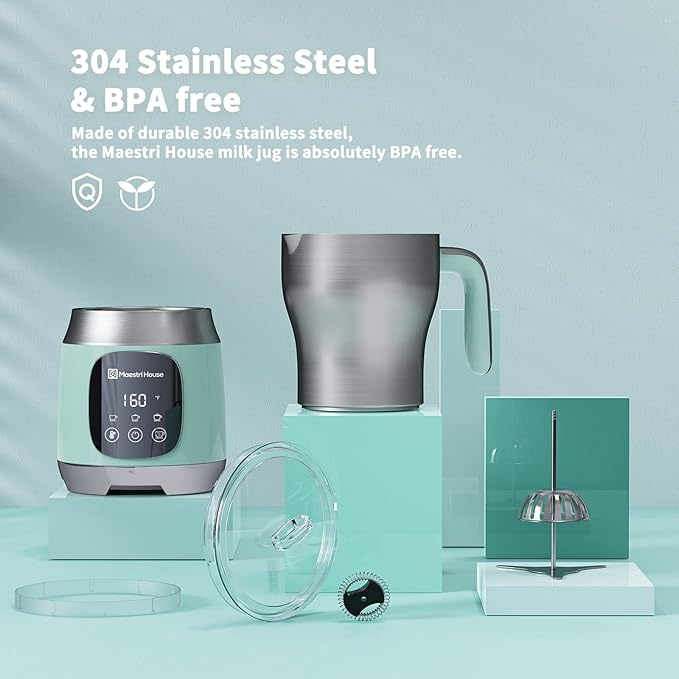 Maestri House Milk Frother, 21OZ Variable Temp and Froth Thickness Milk Frother and Steamer, Smart Touch Control Milk Warmer, Dishwasher Safe, Memory Function for Latte Cappuccino Hot Chocolate