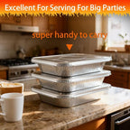 Aluminum Foil Pans with Lids 9x13 Disposable – Half Size Aluminum Foil Heavy Duty deep Turkey Roasting Pan, Tin foil Sheets Tray Chafing for Cooking, Baking, Storing, Food Prepping, 25 Pack