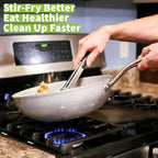 TECHEF - CeraTerra 12" Ceramic Nonstick Flat Bottom Wok/Stir-Fry Pan - PFOA, PTFE, PFAS Free, Dishwasher and Oven Safe, Made in Korea (12-in)