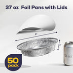 Fit Meal Prep 50 Pack 8” Round Aluminum Foil Pans with Lids, 8 inch Take Out Containers with Cardboard Covers for Freshness, Heavy Duty Disposable Baking Pie Pan for Cooking, Freezer & Oven Safe