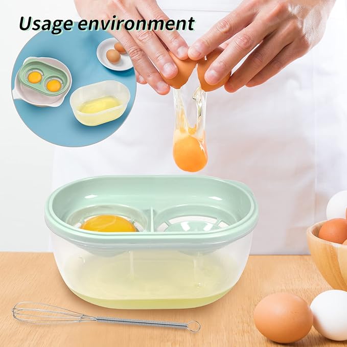 Egg White Separator with Egg Beater, Egg Separator for Raw Egg, Egg White Filter Storage Box Food Grade Level Kitchen Gadgets Egg Separator for Kitchen Cooking