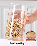 Round Glass Jars with Bamboo Lids [Multi-Size Set of 5], Glass Canisters with Airtight Lids, Glass Food Storage Containers for Pasta, Cereal, Flour, Sugar, Best for Kitchen & Pantry