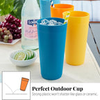 US Acrylic Newport 32 ounce Unbreakable Plastic Stackable Iced-Tea Tumblers in 4 Sunrise Colors | Set of 12 Drinking Cups | Reusable, BPA-free, Made in the USA, Top-rack Dishwasher and Microwave Safe