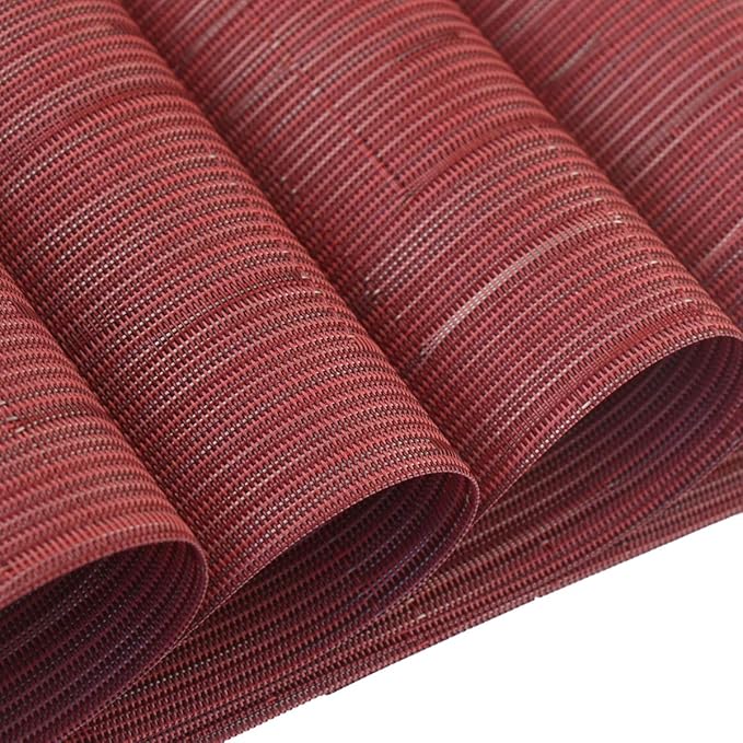 PIGCHCY Placemats Set of 12 Washable Durable Place Mats Vinyl Heat Resistant Non-Slip Table Mats Indoor Outdoor (Burgundy Red)