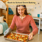 Baking Sheet Tray 9 x 11 Inch Cookie Sheet Nonstick, 2-Pack Heavy Duty Small Baking Pans, Carbon Steel, Gold - Bakeware Sets for Cookies, Roasting, Oven Safe, Easy to Clean