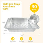 Aluminum Foil Pan, 9×13 Half Size Pans, Disposable Foil Pans for Roasting, Catering,Picnic or Holiday needs (30 Pack)