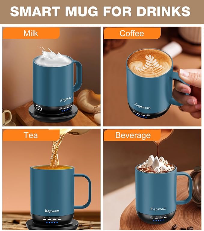 Heated Coffee Mug T1-14oz Fast Heating & Longer Battery Life Self Heating Coffee Mug Hot to 149℉ - Touch & App Controlled Mug Coffee and Hot Beverage Warmer, Gifts for Women and Men