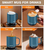 Self Heating Coffee Mug T1-16oz Fast Heating & Ultra Long-Lasting Battery Life, Heated Coffee Mug Up to 149℉ - Touch & App Controlled Coffee Mug, Birthday Gifts for Women and Men