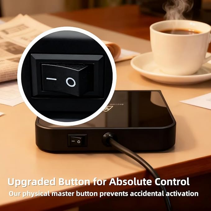 Coffee Mug Warmer, 20W Fast Heating & Constant Temperature Control, 6-Temp Settings, 1-12H Timer, Candle Warmer, Compatible with Various Cups for Coffee, Tea, Milk (Black)